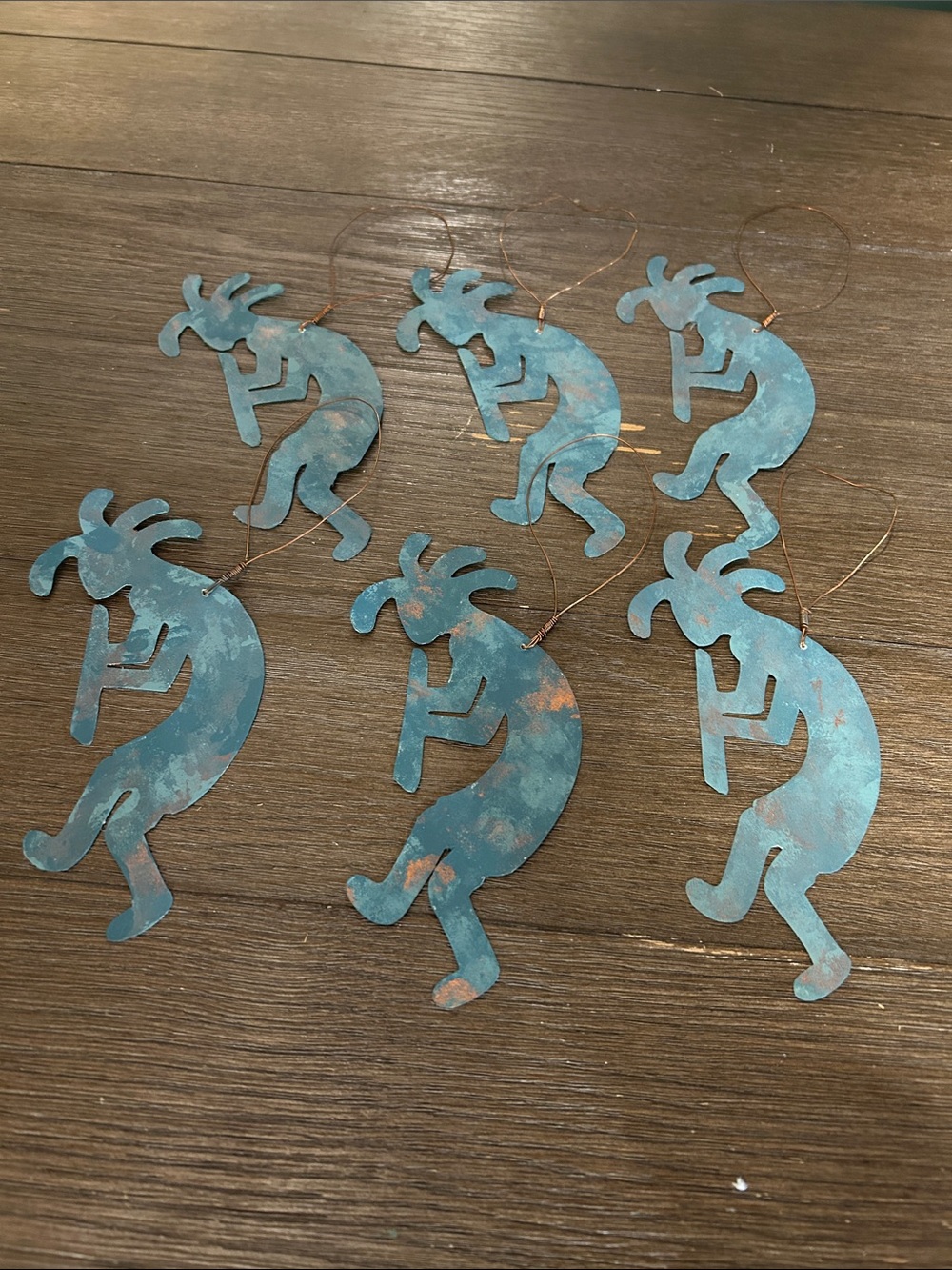 Kokopelli Christmas ornament set 6” six copper musicians southwest native art